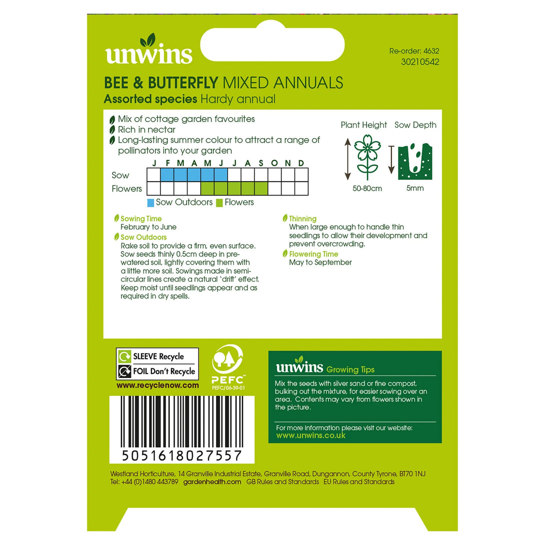 Unwins Bee And Butterfly Mix - Seed Packets - Windyridge Garden Centre