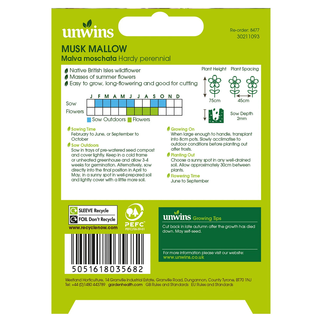 Nh Musk Mallowflower - New 2023 - Seed Packets - Windyridge Garden Centre