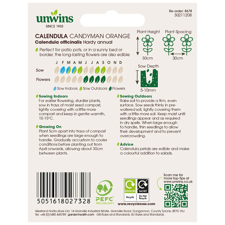 Calendula Candyman Orange - Seed Packets - Windyridge Garden Centre