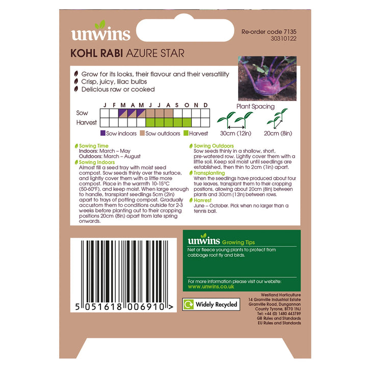 Kohl Rabi Azure Star - Seed Packets - Windyridge Garden Centre