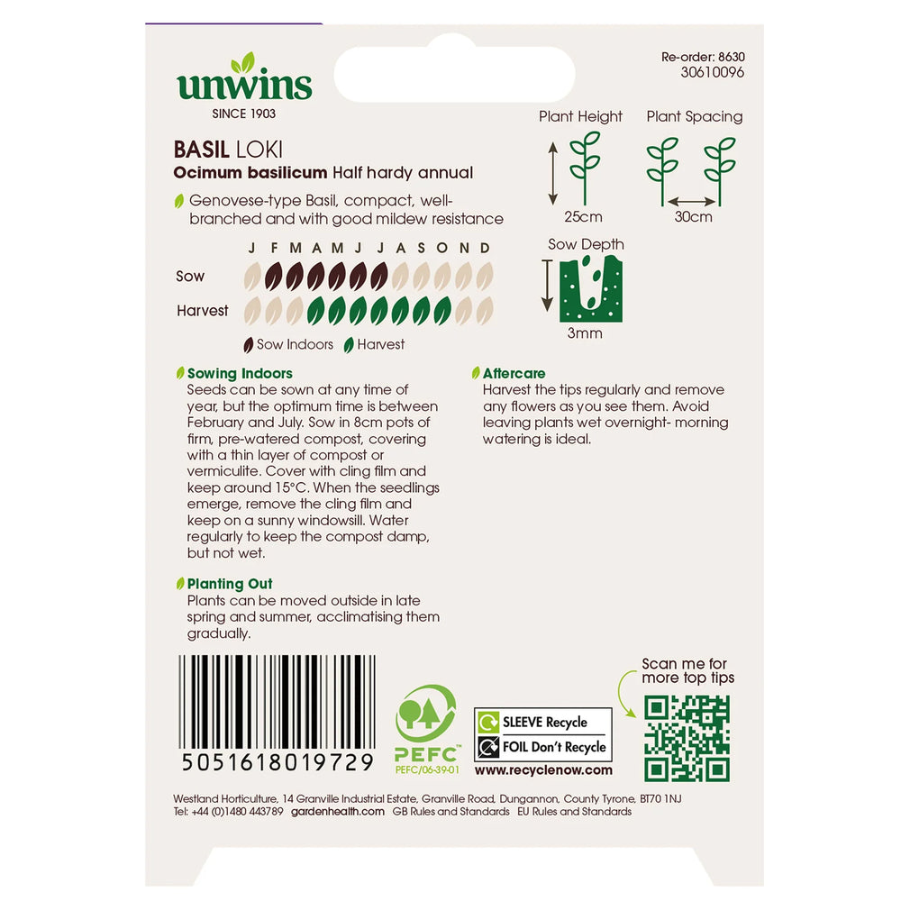 Herb Basil Loki (Organic) - Seed Packets - Windyridge Garden Centre