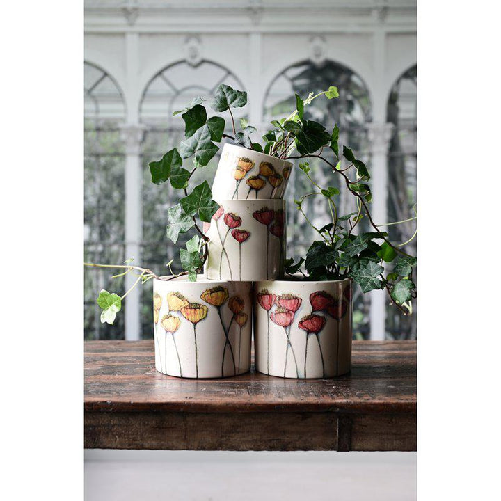 Valma Pot  White/Red Ø14 X H12Cm - Pots - Windyridge Garden Centre