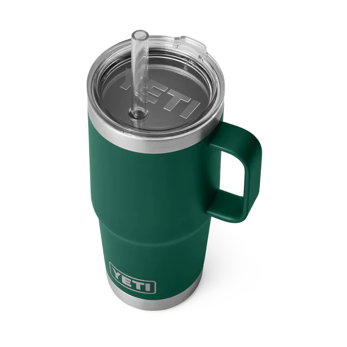 YETI RAMBLER 25 OZ STRAW MUG BLACK FOREST GREEN