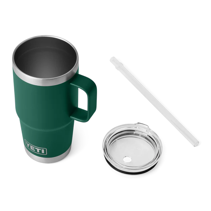 YETI RAMBLER 25 OZ STRAW MUG BLACK FOREST GREEN