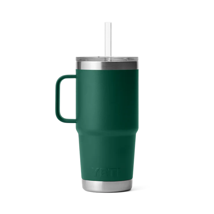 YETI RAMBLER 25 OZ STRAW MUG BLACK FOREST GREEN