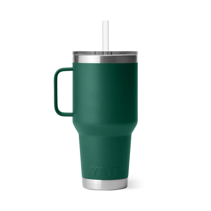 YETI RAMBLER 35 OZ STRAW MUG BLACK FOREST GREEN