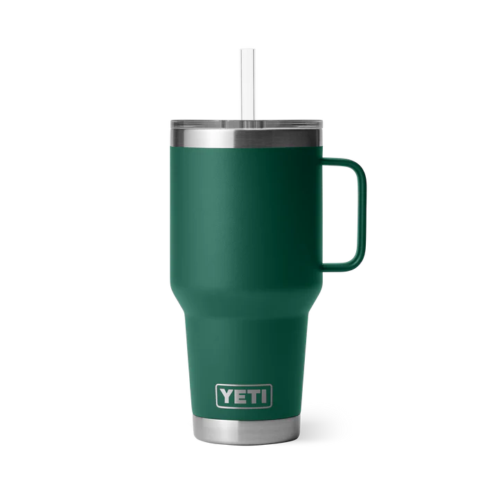 YETI RAMBLER 35 OZ STRAW MUG BLACK FOREST GREEN
