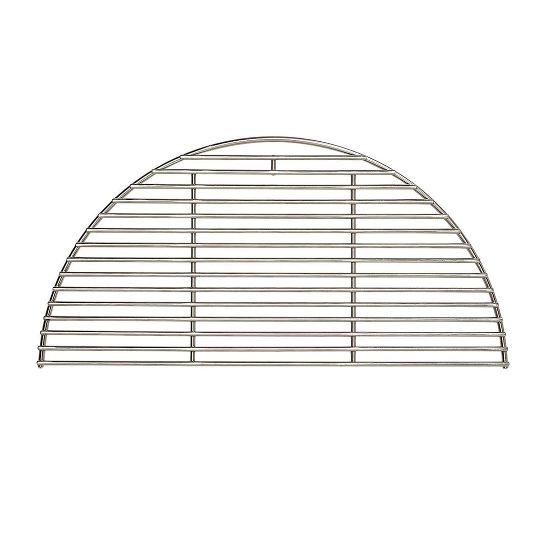 Kamado Joe half moon 304 stainless steel cooking grate on a white background
