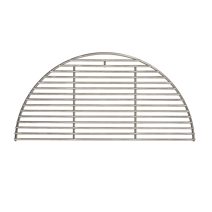 Kamado Joe half moon 304 stainless steel cooking grate on a white background