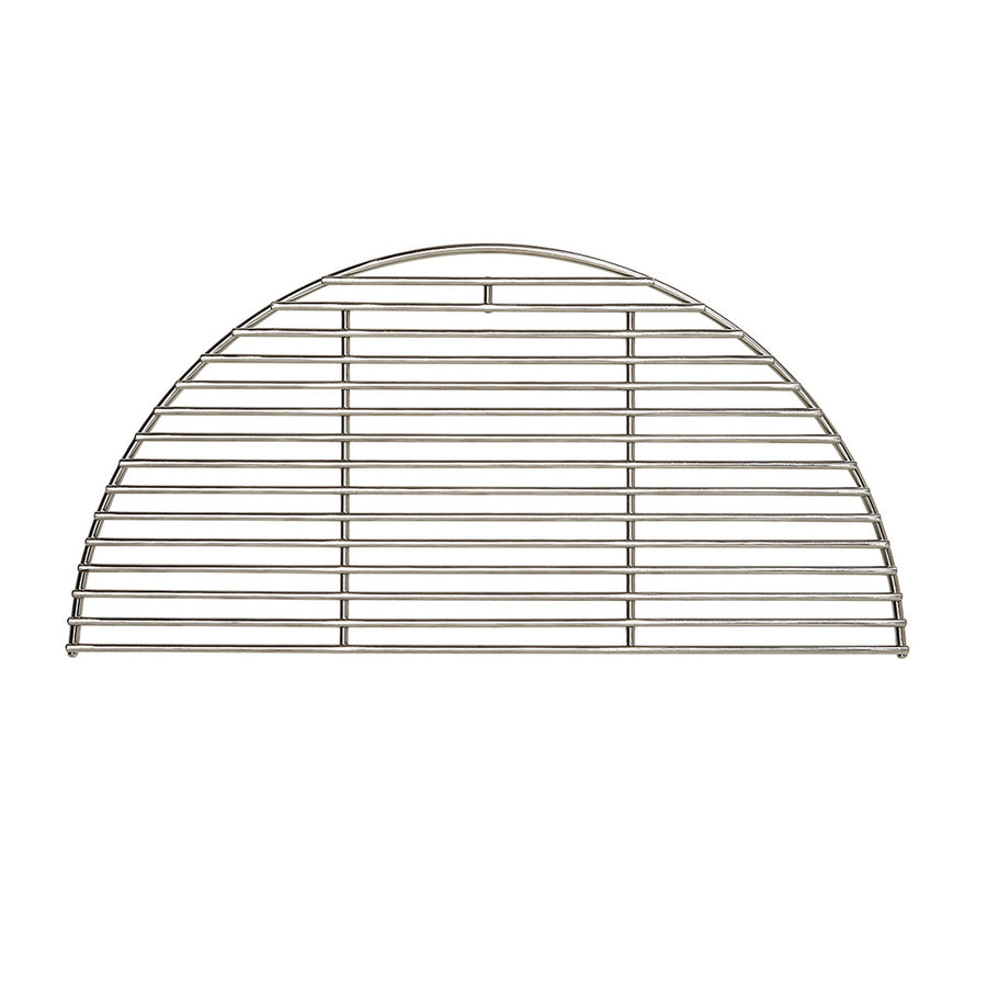 Kamado Joe half moon 304 stainless steel cooking grate on a white background