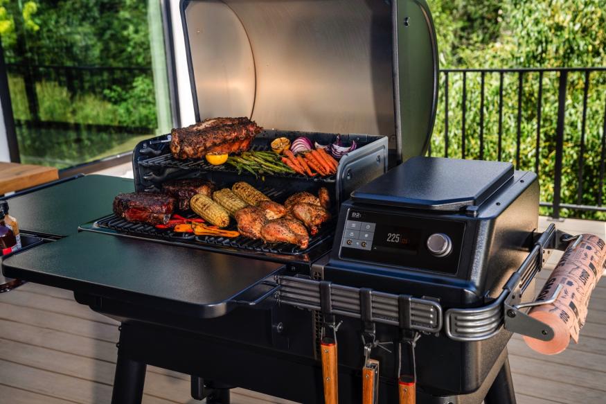 Food being grilled on a Traeger Ironwood