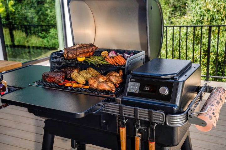 Food being grilled on a Traeger Ironwood
