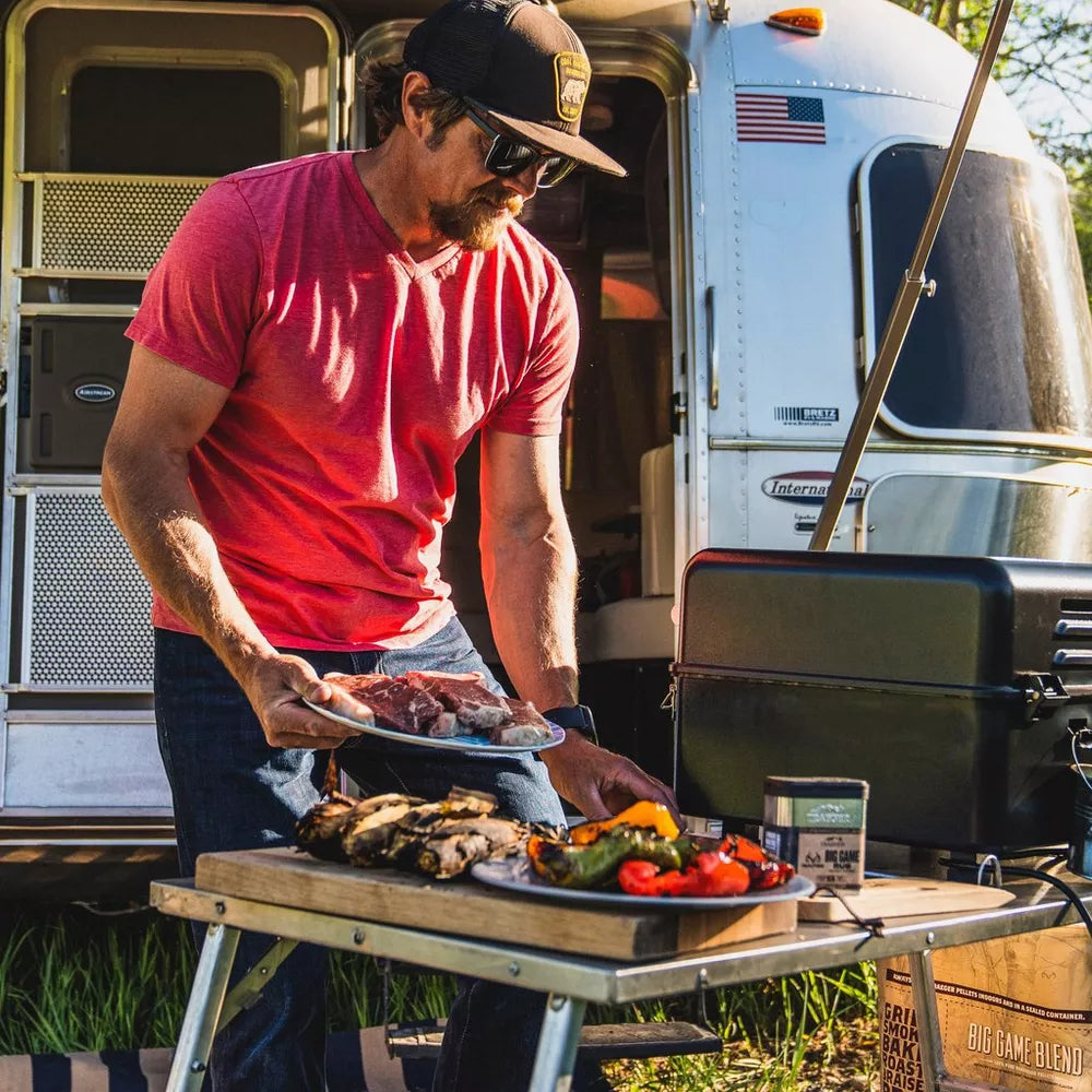 Traeger Ranger by a camper van in Ireland