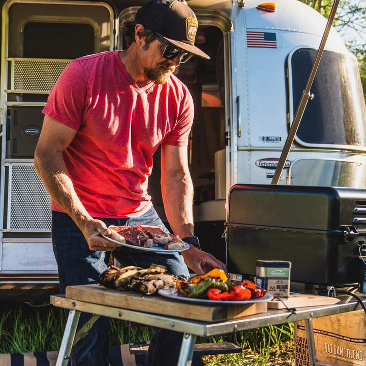 Traeger Ranger by a camper van in Ireland