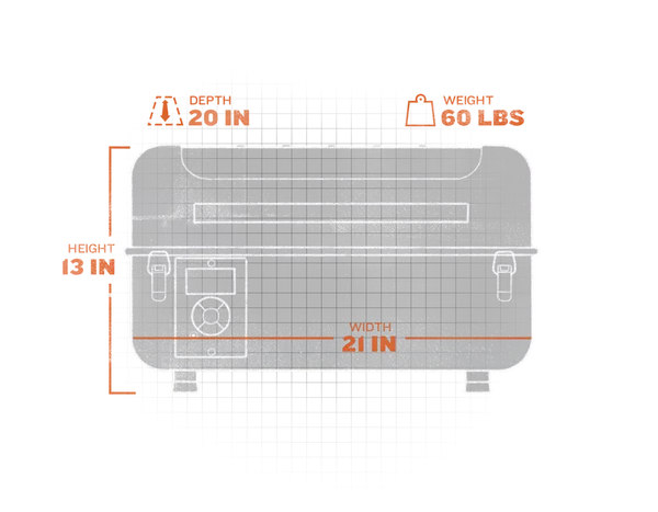 Drawing showing Traeger Ranger dimensions