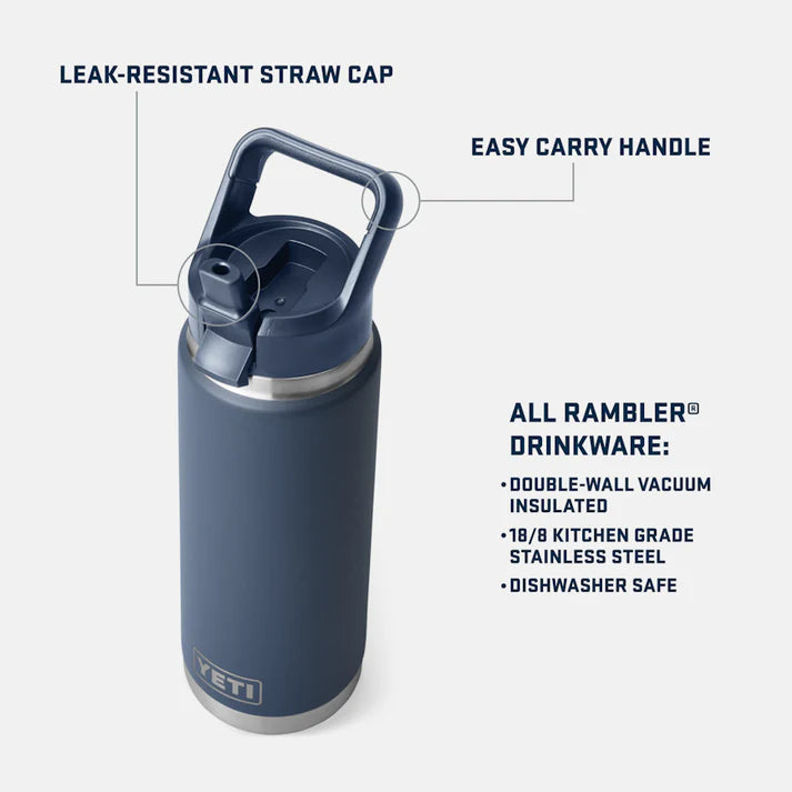 YETI RAMBLER 26 OZ COLOUR STRAW BOTTLE ROYAL BLUE