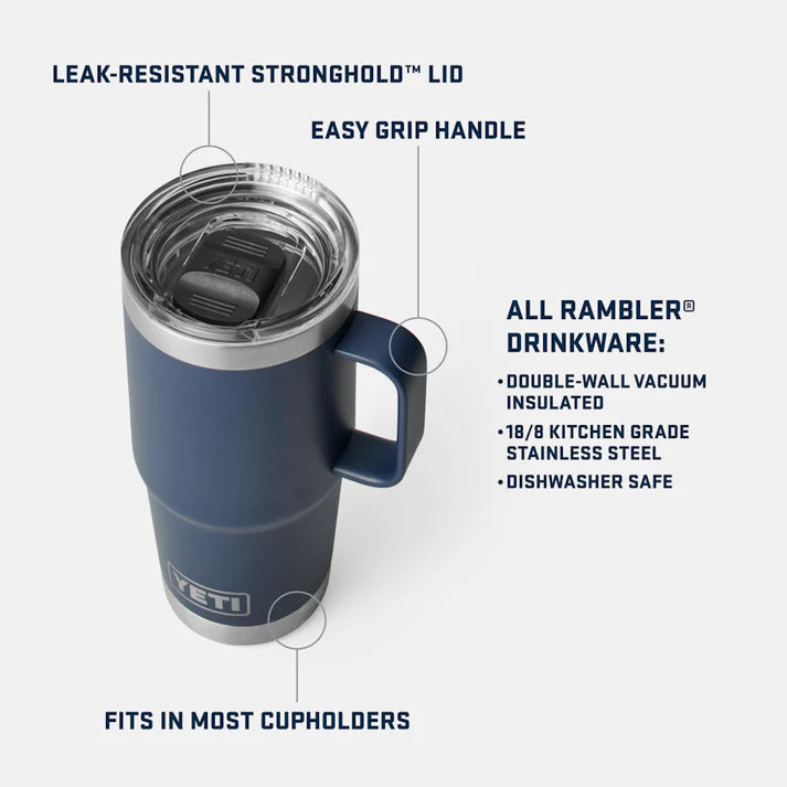 YETI RAMBLER 25 OZ TRAVEL MUG RESCUE RED