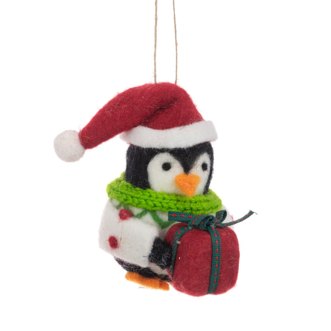 FELT Penguin In Santa Hat 9cm