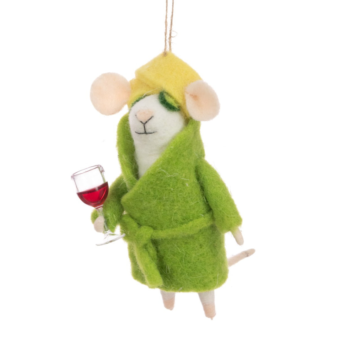 FELT Mouse At Spa Hanger 13cm