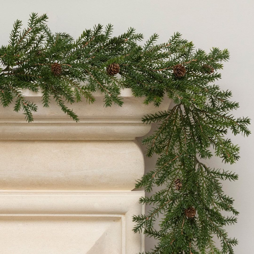 Fine pine Christmas garland with cones, 180cm, alternate view