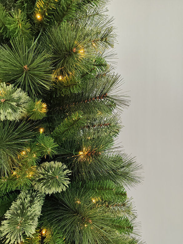 BRAMPTON PINE - 7.5ft Tree with 250 Warm White LED 5mm bulbs and NEW 8 Function