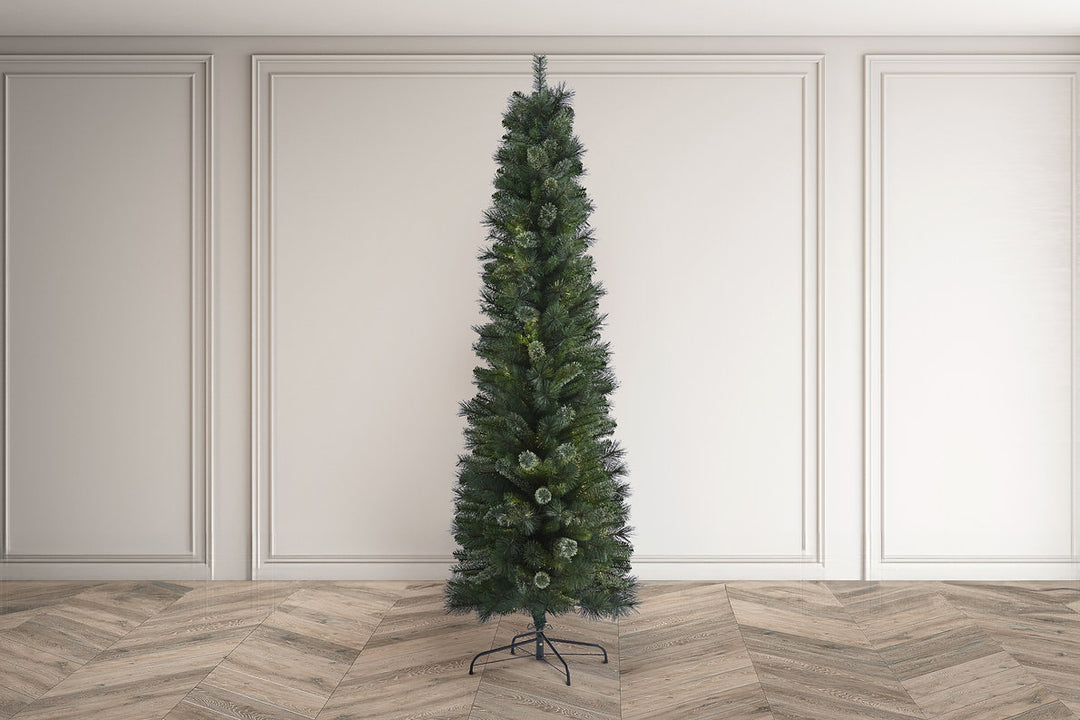BRAMPTON PINE - 7.5ft Tree with 250 Warm White LED 5mm bulbs and NEW 8 Function