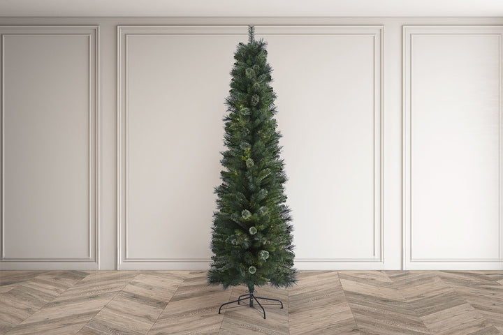 BRAMPTON PINE - 7.5ft Tree with 250 Warm White LED 5mm bulbs and NEW 8 Function