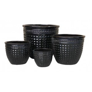 Lemonfield Hazel black glazed planter