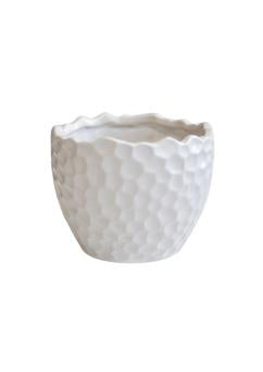 Kew Botanical Textured White Planter H14cm D17cm