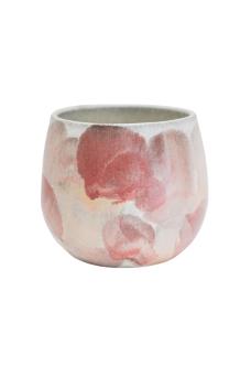 Lola Abstract Watercolour Pink Planter H15.5cm D16cm
