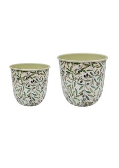 Maisie Vintage Olive Metal Planter Ø24.5cm H24.5cm