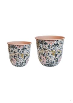 Maisie Vintage Pattern Blush Metal Planter Ø15cm H15cm