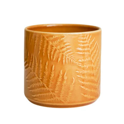 Orla Glazed Fern Mustard Planter H16.5cm Ø17.5cm