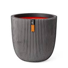 Capi Nature Groove round planter in Anthracite
