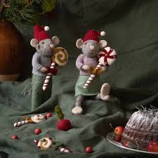 Big Grey Girly Mouse w/Christmas Candy