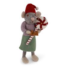 Big Grey Girly Mouse w/Christmas Candy