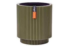 Vase cylinder Groove 15x17 green