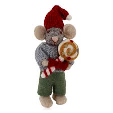 Big Grey Boy Mouse w/Christmas Candy