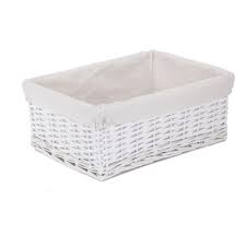 White Wicker Storage Basket Small