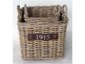 Log Basket Rattan Grey With Wheels D65H60cm