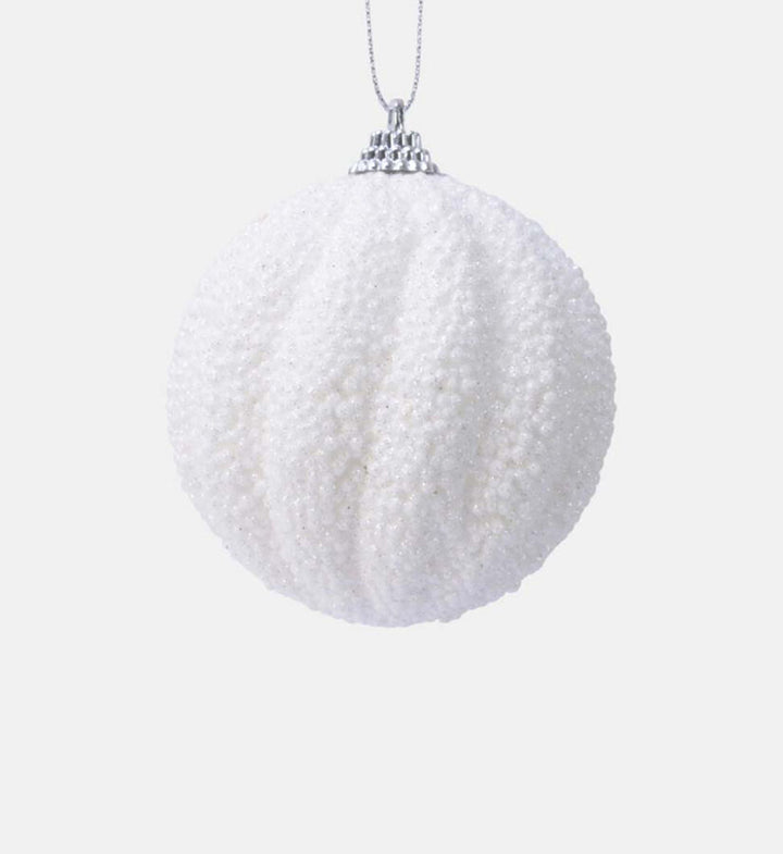Bauble Foam Glitter Glitter Winter White Dia8Cm - Christmas - Windyridge Garden Centre