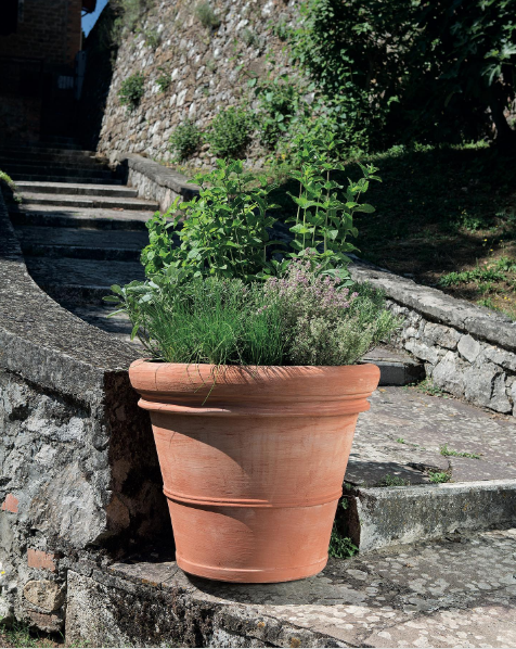 Artisinal Double Border Terracotta 100cm/ H82cm (Vaso Doppio Bordo Liscio 100)