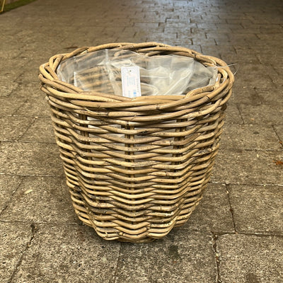 PLANTER RATTAN ROUND GREY Small