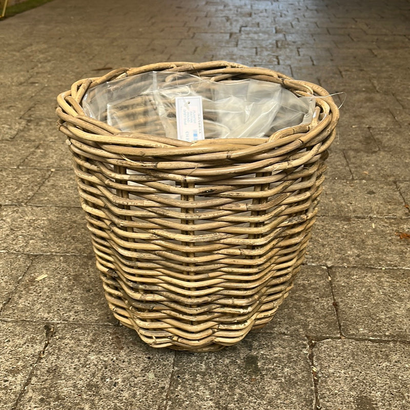 PLANTER RATTAN ROUND GREY Small