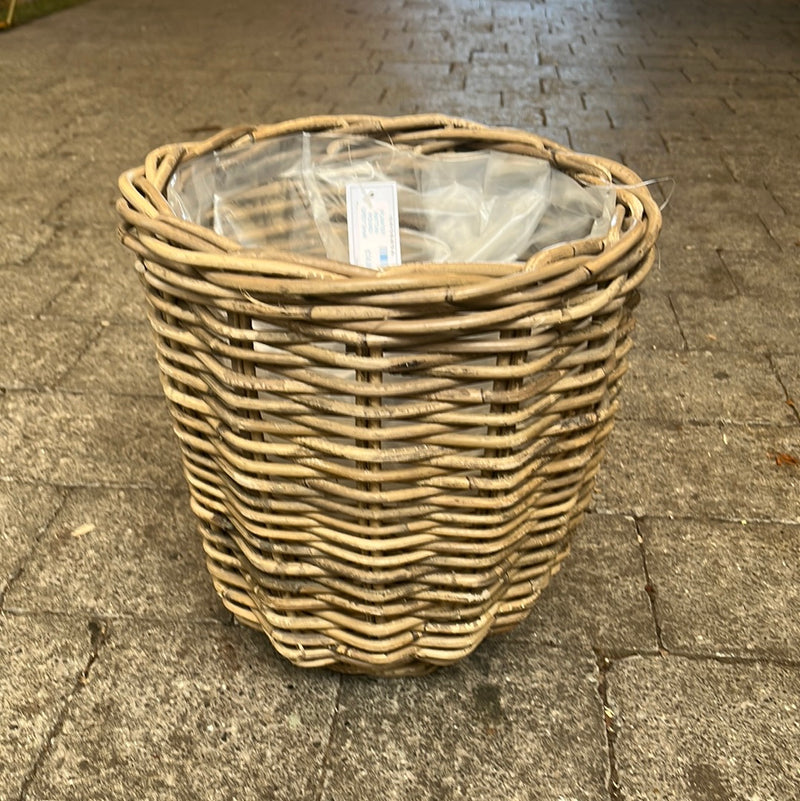 PLANTER RATTAN ROUND GREY Small