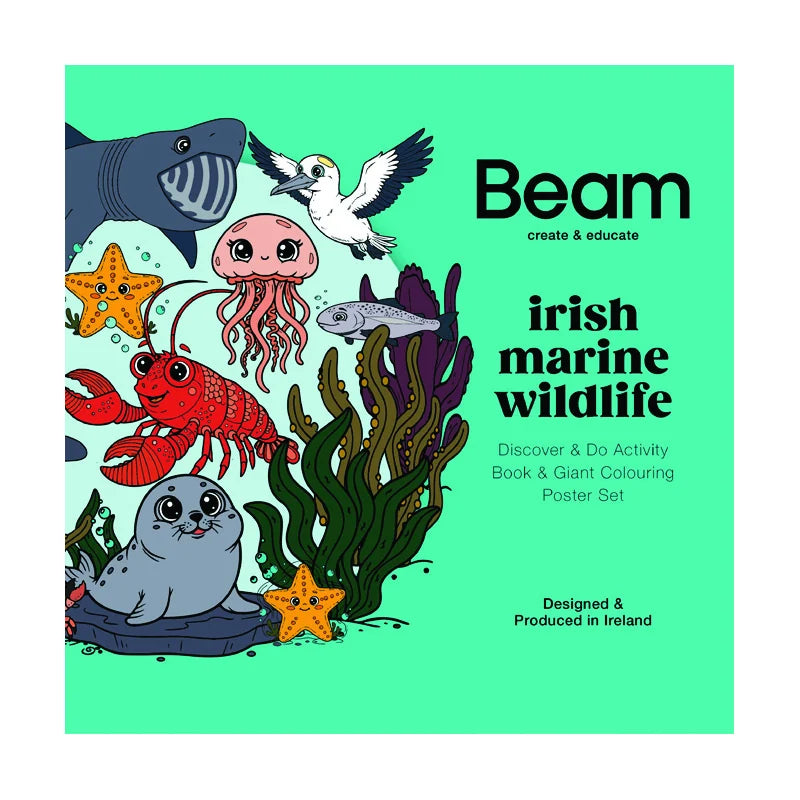 Irish Marine Wildlife Discover & Do activity book and giant colouring poster set by Beam