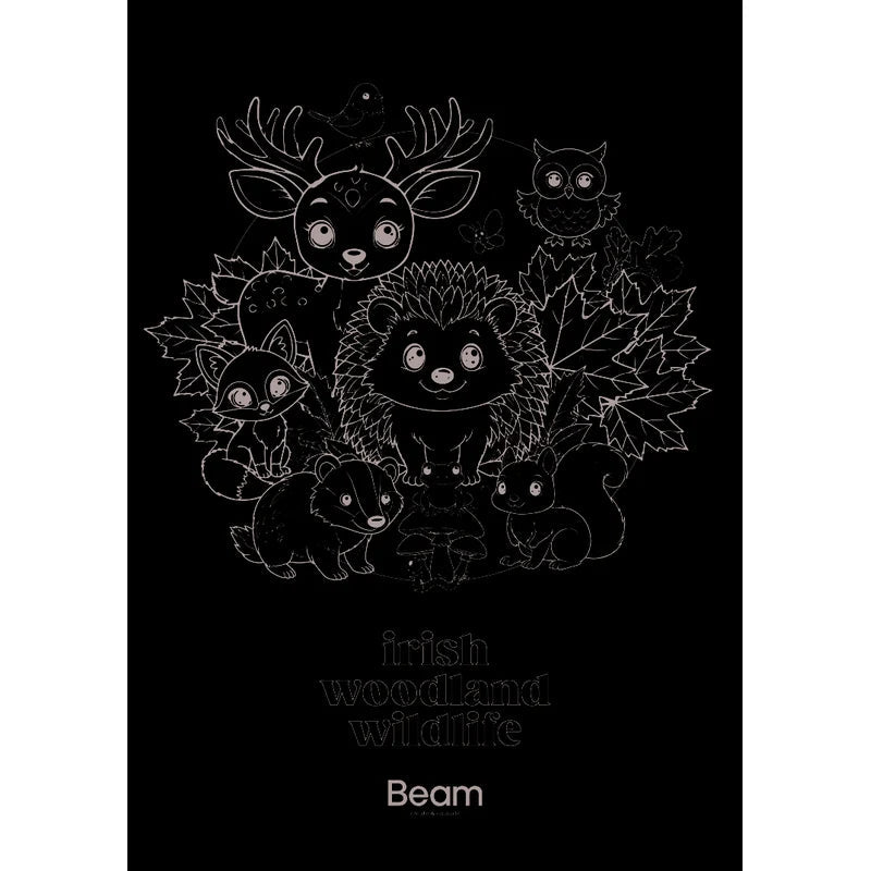 Irish Woodland Wildlife A1 colouring poster