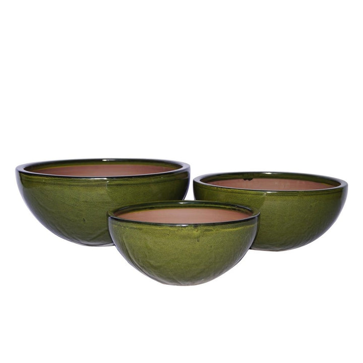 Lemonfield low bowl planter in Green