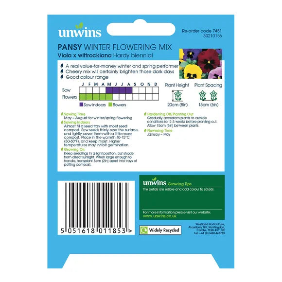 Pansy Winter Flowering Mix - Seed Packets - Windyridge Garden Centre