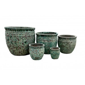 Coin Planter Pot Green Ø27 H28